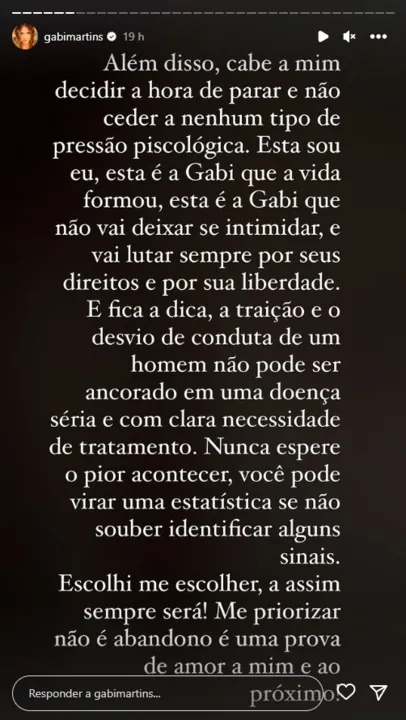 Pelos stories Gabi Martins falou como está se sentindo