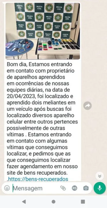 Criminoso entrou em contato com a vítima e pediu dados pessoais para liberação do aparelho