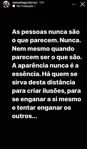 Stories de Renata Gutierrez sobre a ausência de Xamã na vida da filha deles