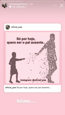 Stories de Renata Gutierrez sobre a ausência de Xamã na vida da filha deles