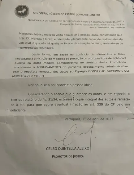 MP do Rio bate martelo sobre maus-tratos contra Cid Moreira