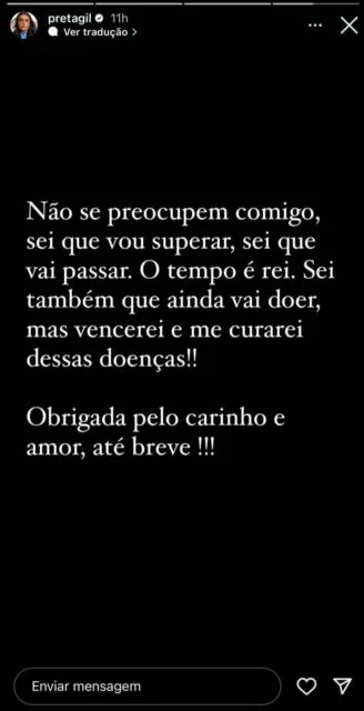 Cantora publicou decisão pelos stories do Instagram