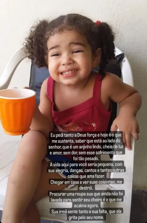 Sequência de stories foram publicados pela mãe da pequena