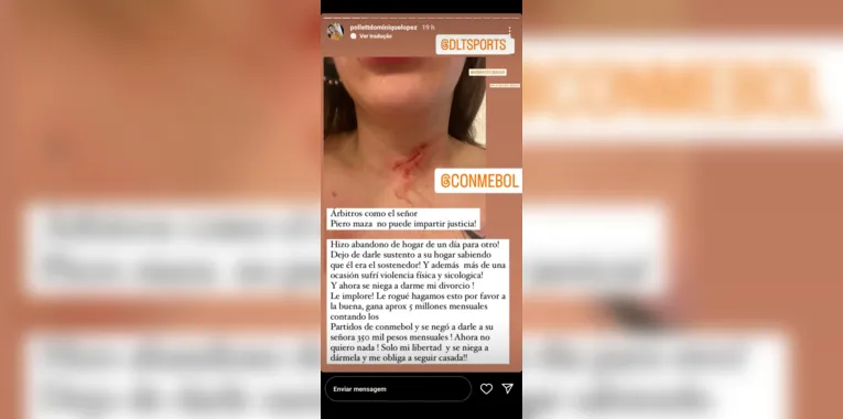 Pollett Dominique López postou em suas redes sociais a acusação