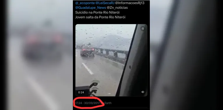 Vídeo de homem se jogando da Ponte Rio-Niterói é antigo