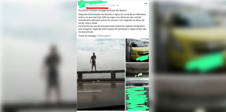 Vídeo de homem se jogando da Ponte Rio-Niterói é antigo
