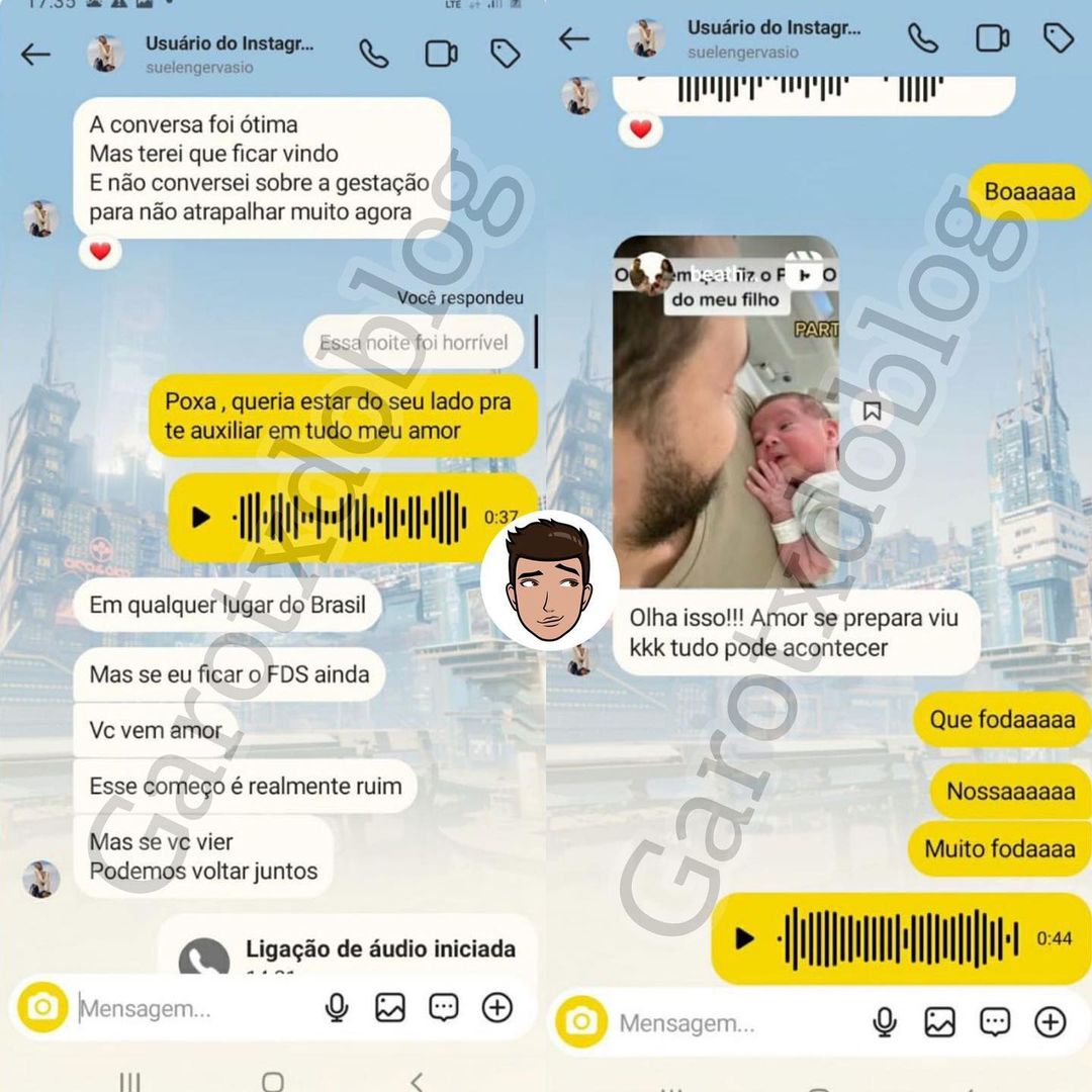 Nos prints, Sue e o produtor trocam declarações