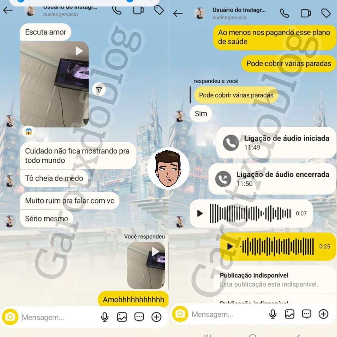 Nos prints, Sue e o produtor trocam declarações