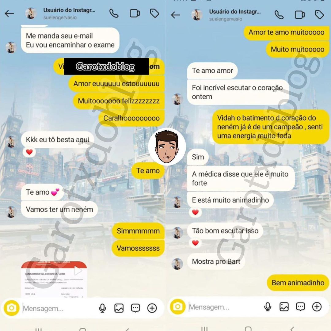 Nos prints, Sue e o produtor trocam declarações