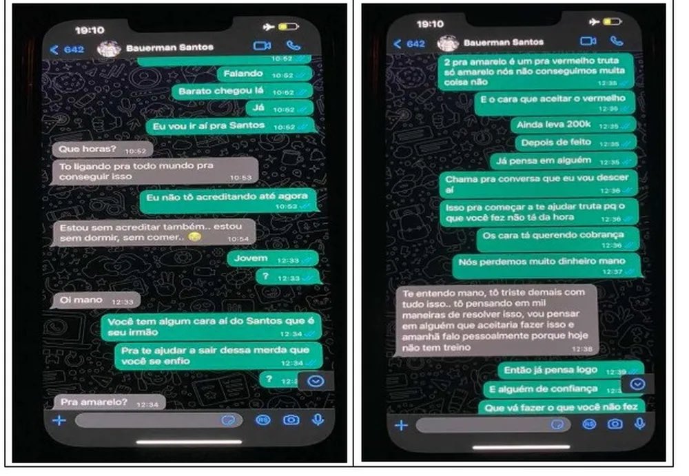 Jogador do Santos recebeu ameaça de apostadores; veja prints