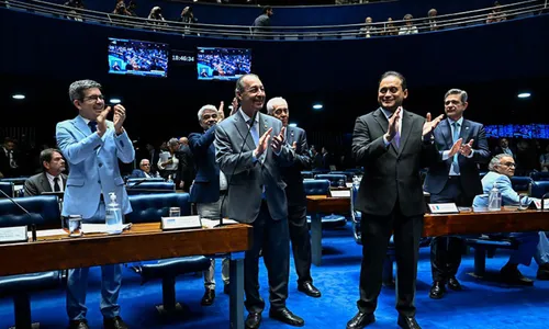 Senadores da base governista comemoram a aprovação