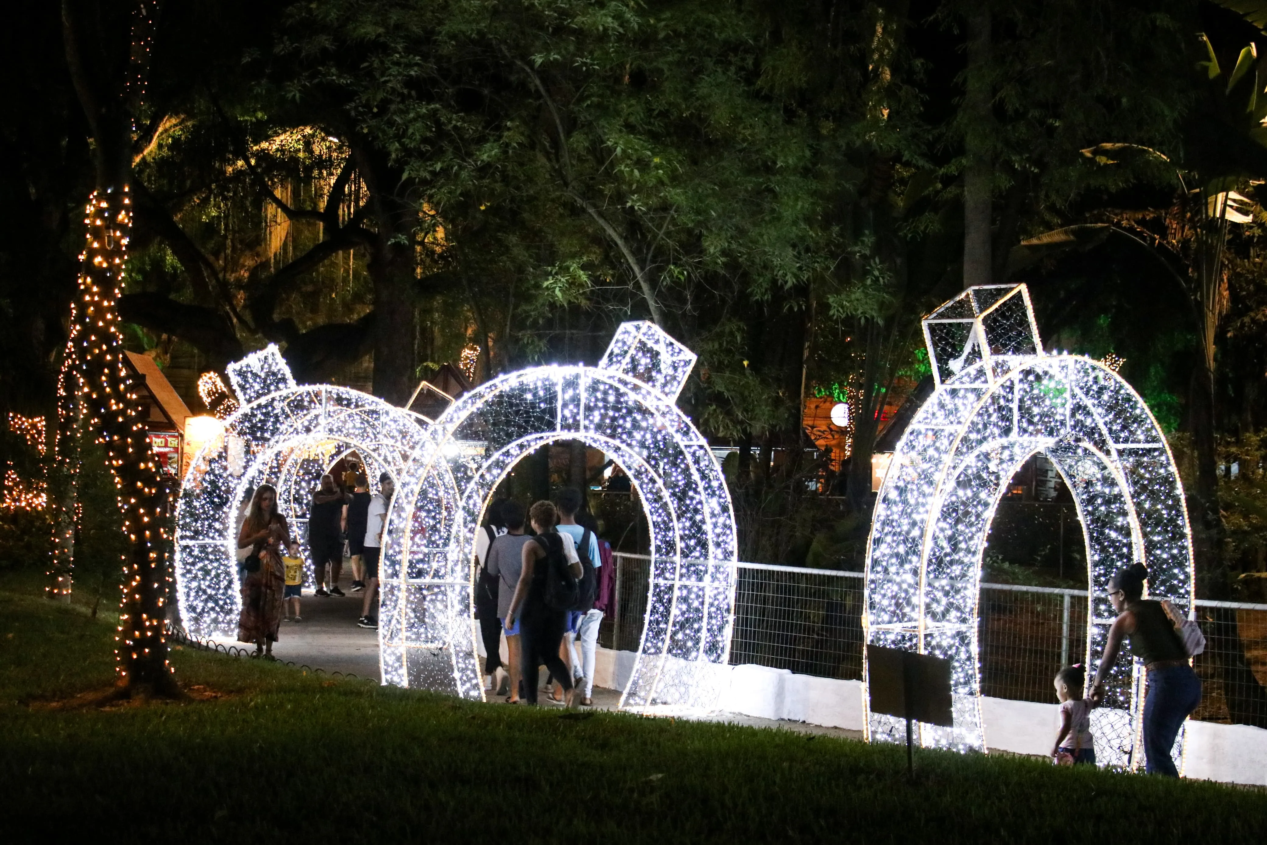 Público curtiu os caminhos iluminados do parque