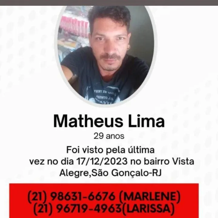 Matheus Lima está há 10 dias desaparecido