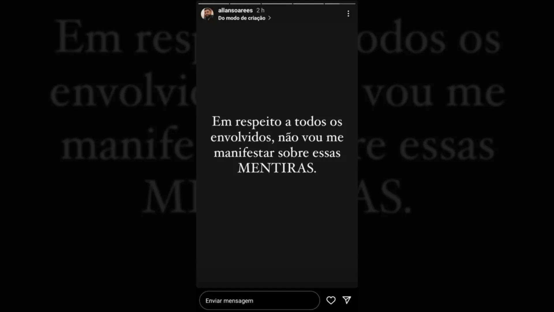 Allan Soares, ex de Flordelis, desabafou no Instagram
