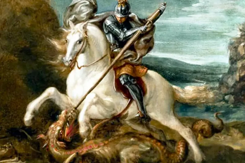 São Jorge enfrentou o dragão e após uma dura batalha conseguiu matar a criatura