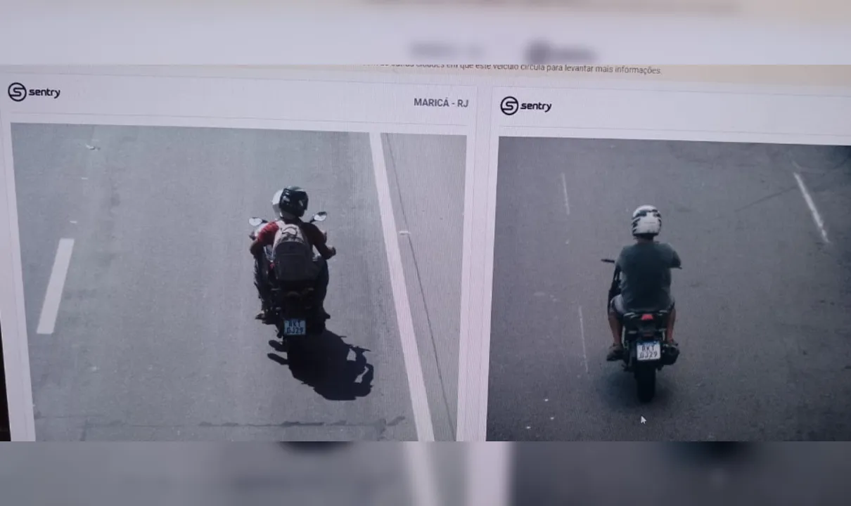 À esquerda, moto original em Maricá. À direita, moto clonada em Niterói.