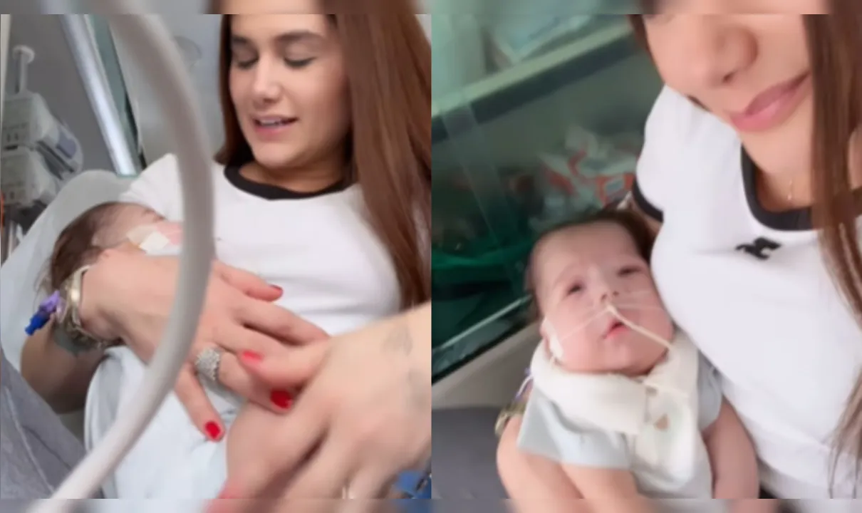 Ingrid Soares postou um vídeo saindo do hospital com o filho