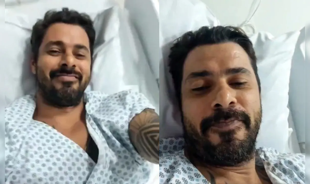 Na gravação, o sertanejo brincou com a roupa hospitalar