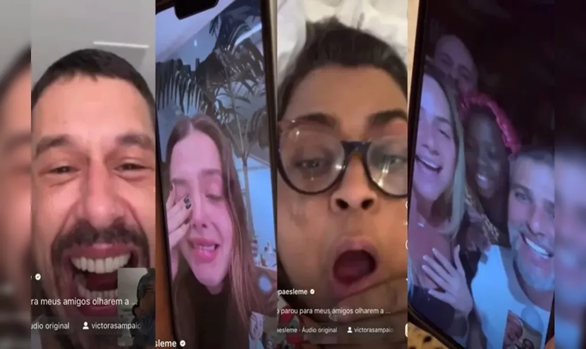 Fernanda contou a novidade enm chamada de vídeo para os amigos