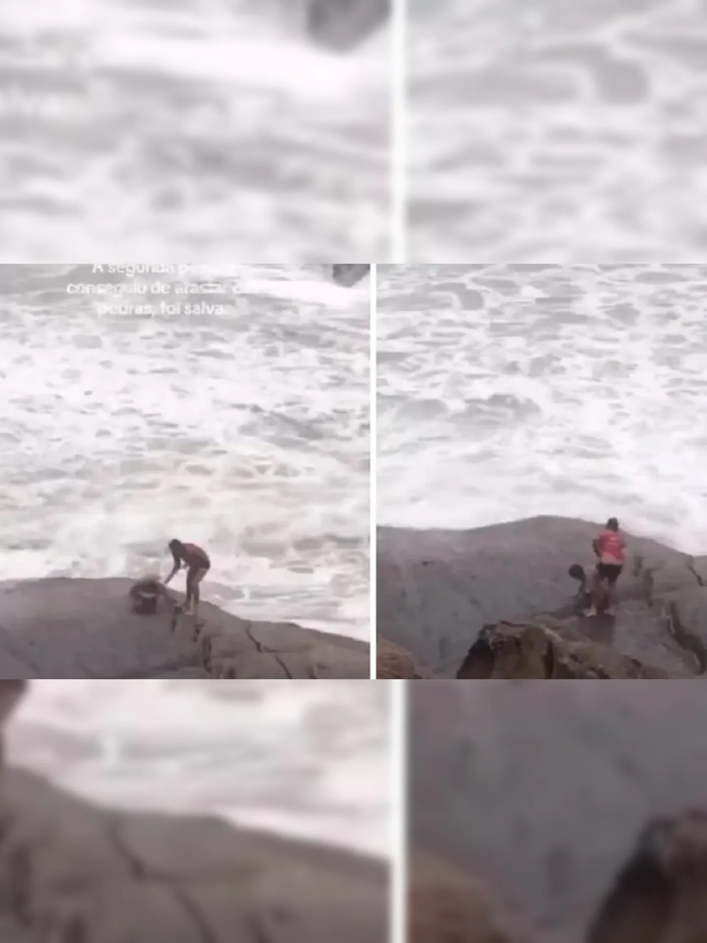 Turistas de Petrópolis caem no mar ao fazer selfies durante ressaca na praia do Diabo, no Arpoador