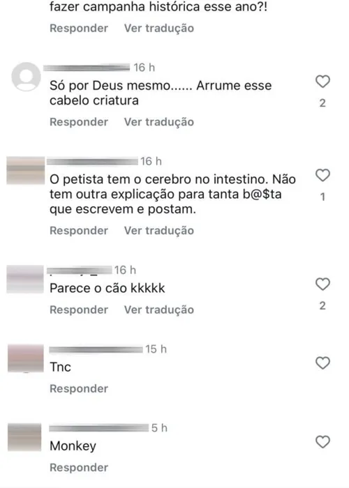 Print mostra ataques em uma rede social da parlamentar