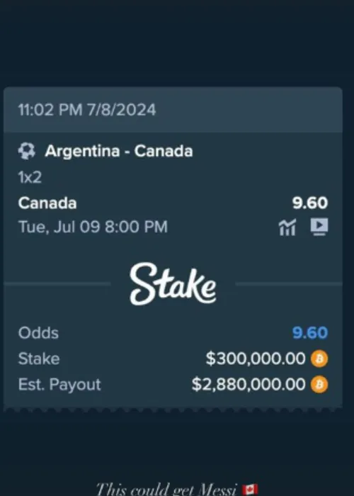 Imagem ilustrativa da imagem Drake aposta mais de R$ 1,5 milhão contra Argentina na Copa América