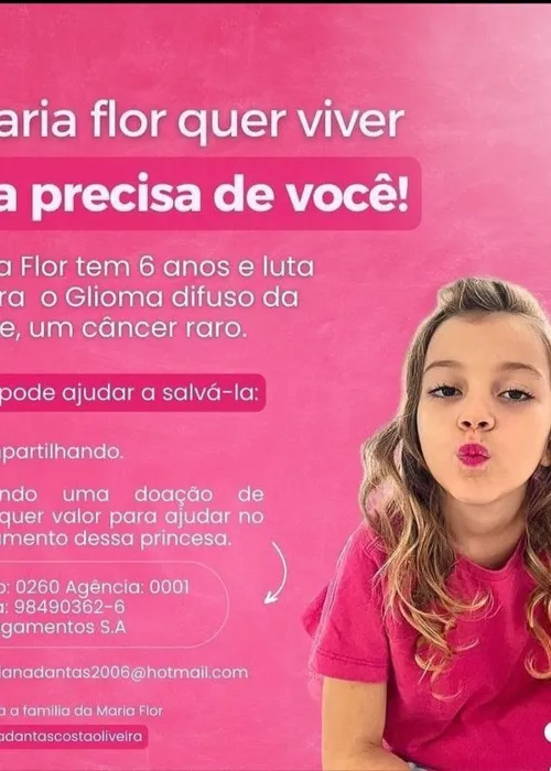 Cartaz feito pela família da pequena Maria Flor