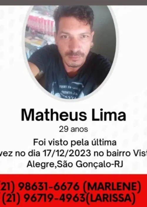 Matheus Lima está há 10 dias desaparecido