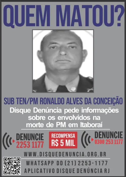 Cartaz pede informações de quem possa ter cometido o crime