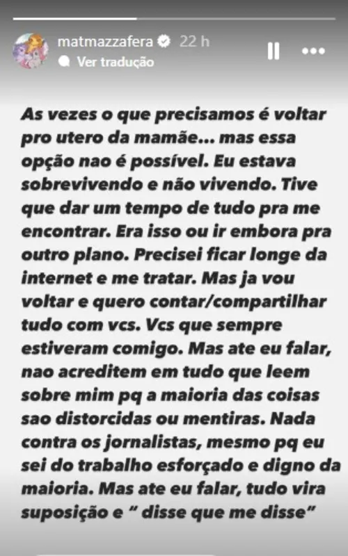 Influencer se pronunciou nos stories