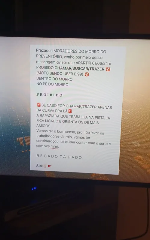 Mensagem foi compartilhada em grupos de WhatsApp