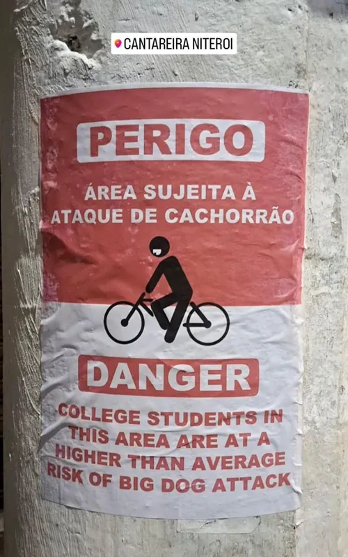 Placa feita pela estudante Tainá Curty, como parte de trabalho da faculdade, foi colada na Cantareira