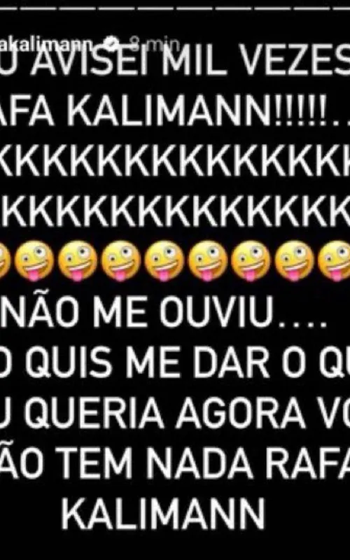 Print de hacker ameaçando Rafa Kalimann