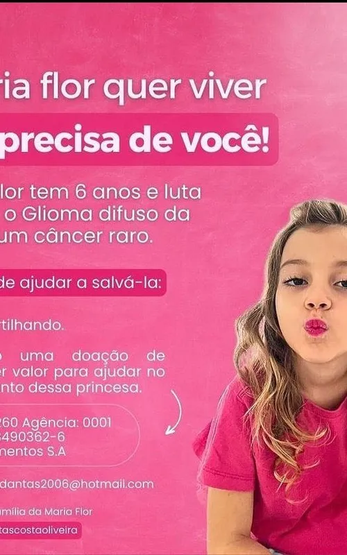 Cartaz feito pela família da pequena Maria Flor