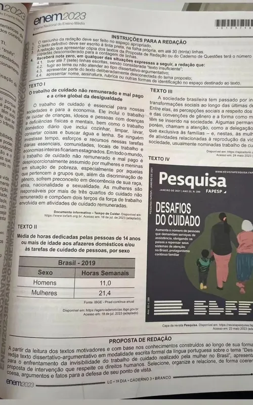A prova de redação exige que os candidatos produzam um texto dissertativo-argumentativo
