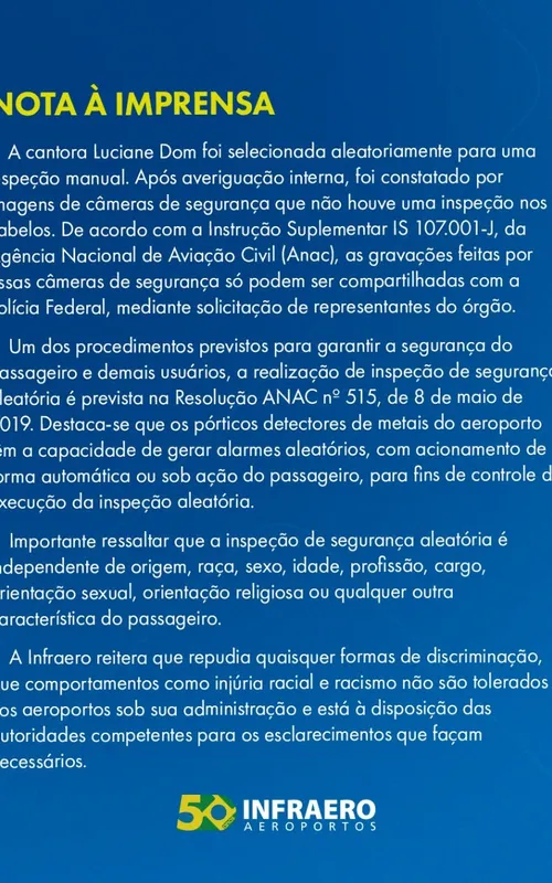 Pronunciamento da empresa