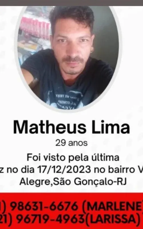 Matheus Lima está há 10 dias desaparecido