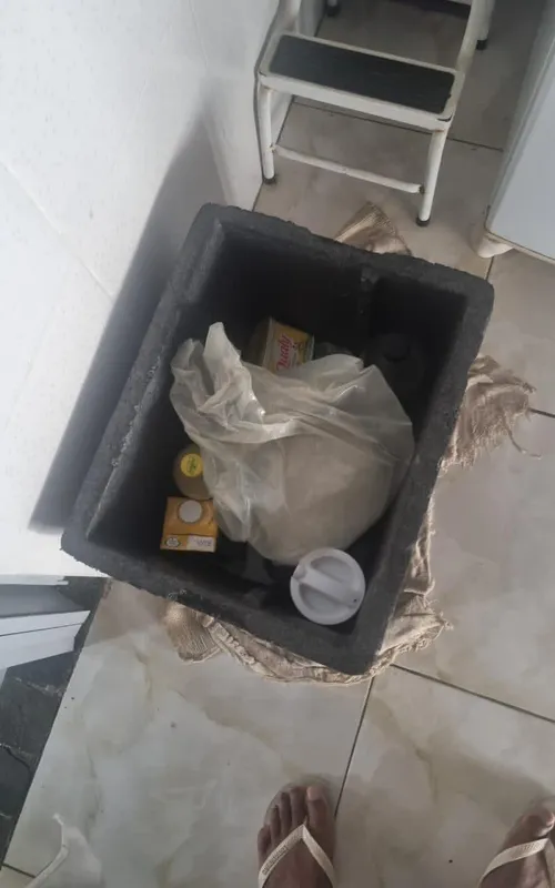 Família está precisando armazenar comida em isopor