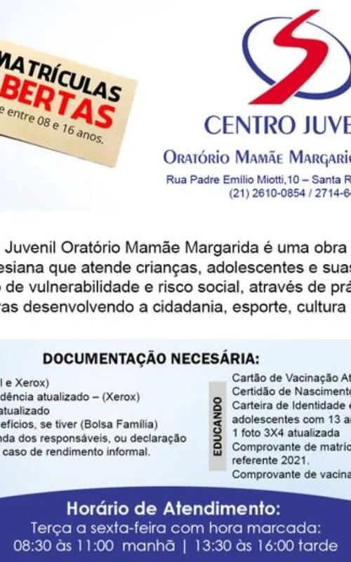 Documentos necessários para matrículas
