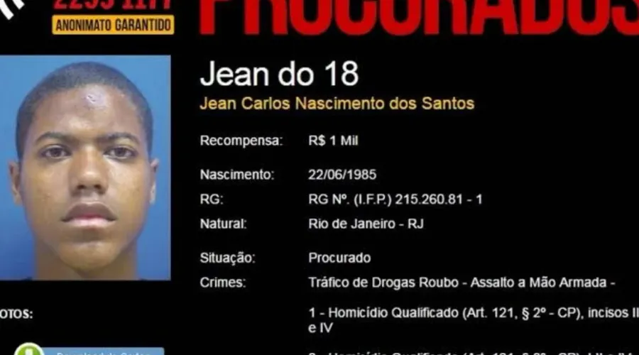 Jean é chefe do tráfico de drogas do Morro do 18