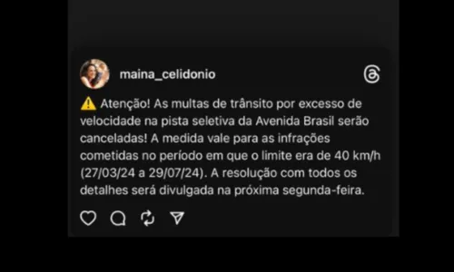 Maina fez o anúncio através das redes sociais