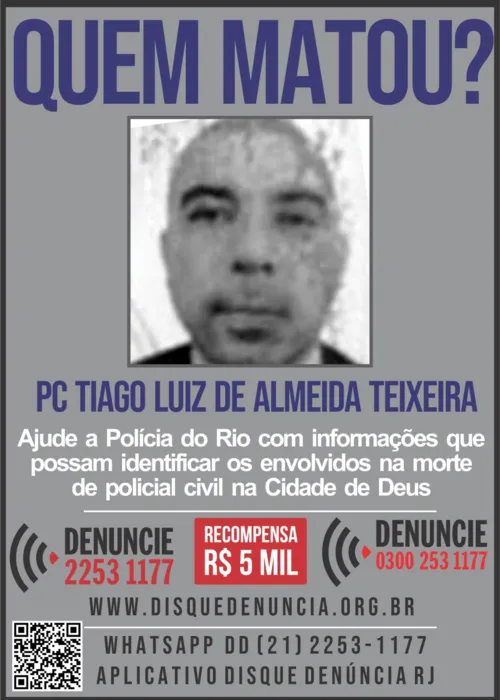 Disque Denúncia divulga cartaz para encontrar o assassino do policial civil