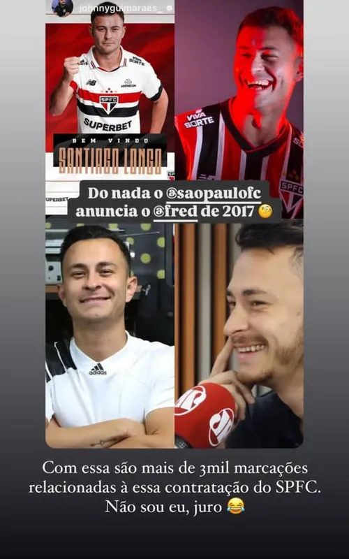 Fred comentou sobre a brincadeira nas redes sociais