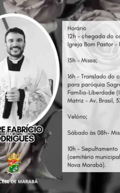 Anúncio sobre o falecimento do padre