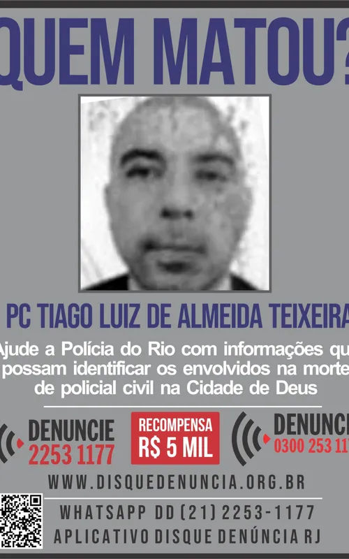 Disque Denúncia divulga cartaz para encontrar o assassino do policial civil
