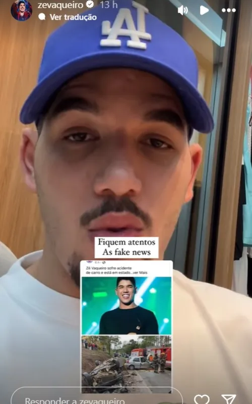 De acordo com o artista o acidente foi apenas um susto