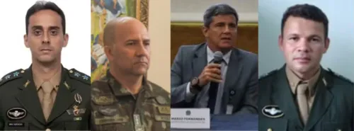 Da esquerda à direita, major Rodrigo Bezerra Azevedo,  tenente-coronel Helio Ferreira Lima, general Mario Fernandes e o major Rafael Martins de Oliveira