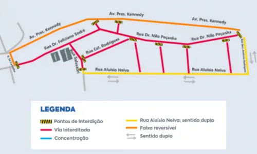 As alterações ocorrerão entre 10h e 22h