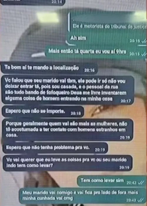 Print mostra conversa entre vítima e acusada