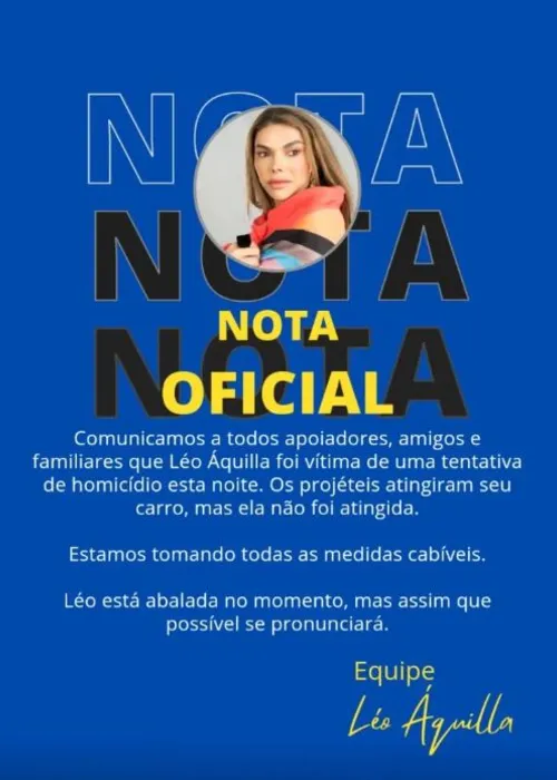 Nota publicado por sua equipe no Instagram